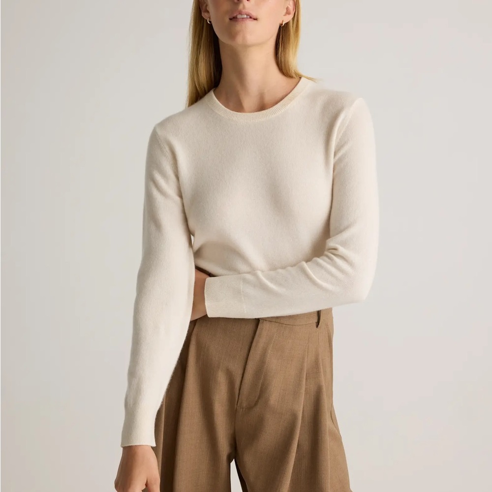 NWT Quince 100% Mongolian Cashmere Crewneck Sweater in Ivory